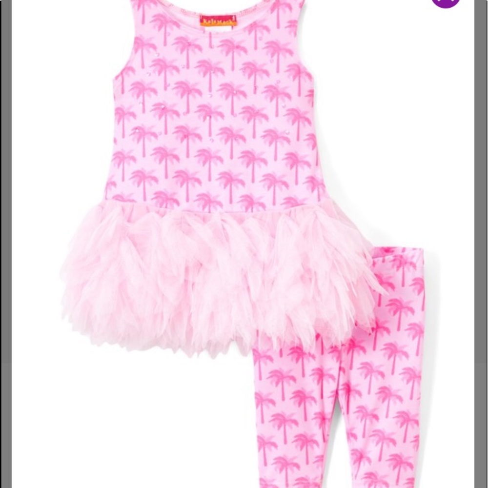 NWT! Kate Mack Pink Palm Tree TuTu & Leggings 12 M